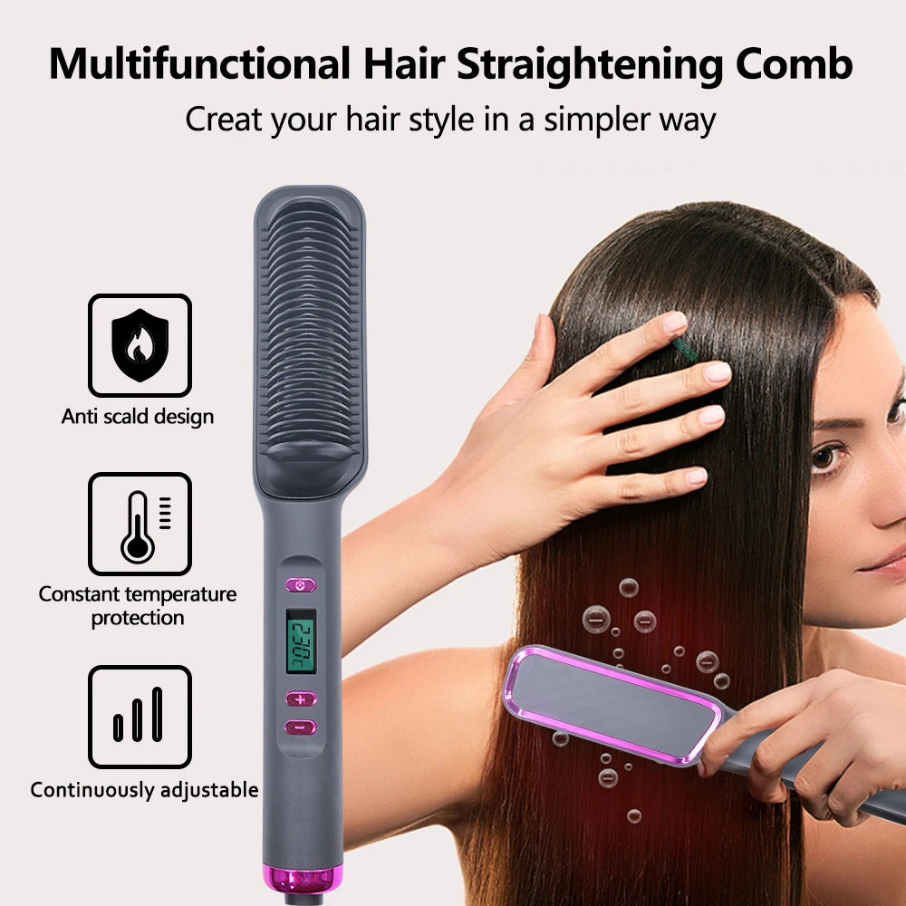Electric Hot Comb Straightening Brush (Negative Ion)
