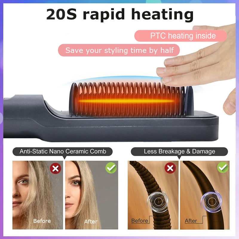 Electric Hot Comb Straightening Brush (Negative Ion)