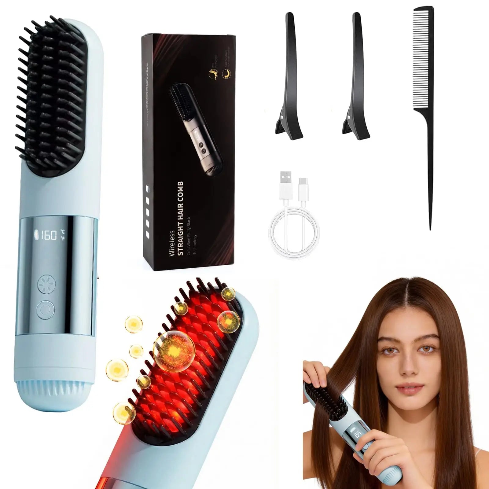 2026 Go Brush Pro™ Cordless Hair Straightener Brush