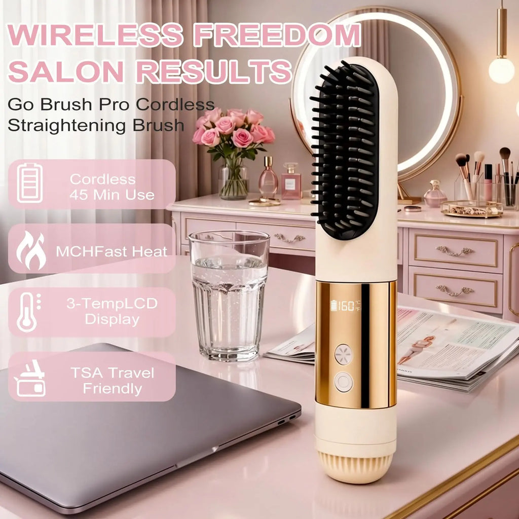 2026 Go Brush Pro™ Cordless Hair Straightener Brush